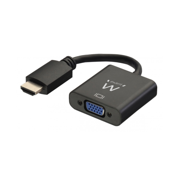 Ewent EW9864 Adaptador Convertidor de Video HDMI a VGA con Audio 3.5mm HDMI Macho a VGA Hembra 0.2 m Full HD 1920x1200 Negro