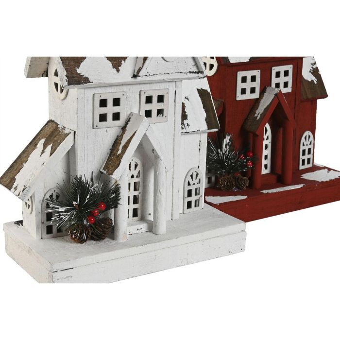 Casa Navidad Tradicional DKD Home Decor Blanco Rojo 14 x 32 x 26 cm (2 Unidades) 3