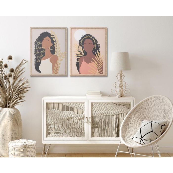 DKD Home Decor Cuadro Boho Multicolor Marron Lienzo Cristal 42.5 x 32.5 x 3.5 cm (4 Unidades) 3