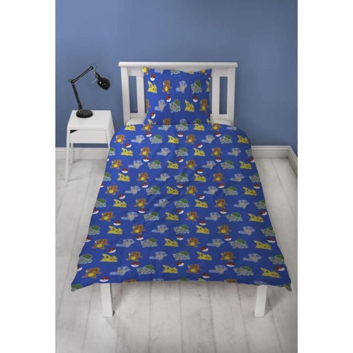 Pokemon AAART15020 - Juego de Cama Microfibra Pikachu y Starter 1G V - 1 Funda Nórdica 140x200 cm + 1 Funda Almohada 63x63 cm 2
