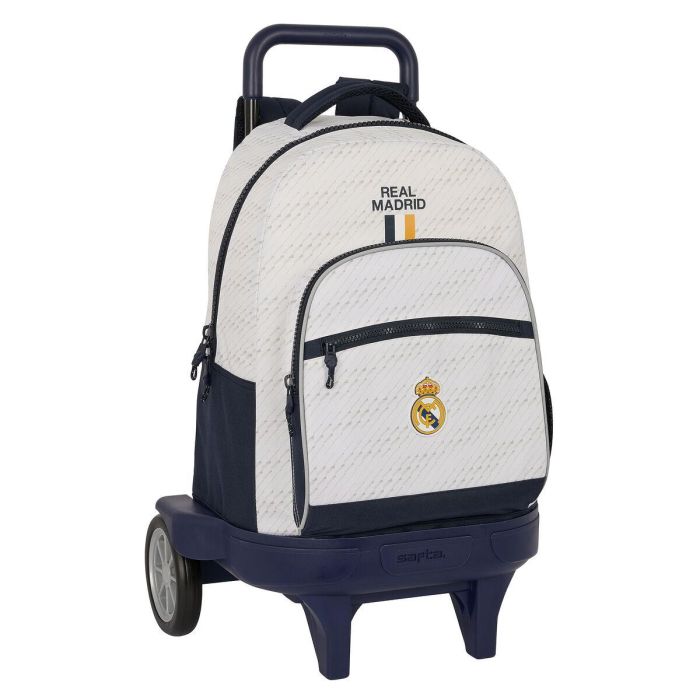 Mochila Escolar con Ruedas Real Madrid C.F. Blanco 33 X 45 X 22 cm Mochila Escolar con Ruedas Real Madrid C.F. Blanco 33 X 45 X 22 cm