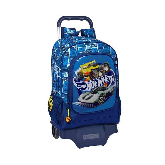Mochila Escolar con Ruedas Hot Wheels Sonny Azul marino 32 x 42 x 14 cm Mochila Escolar con Ruedas Hot Wheels Sonny Azul marino 32 x 42 x 14 cm