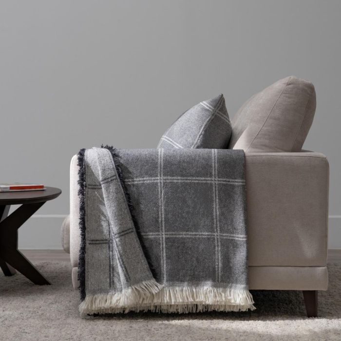 Colcha Cuadros Antracita Algodón 200 X 260 cm