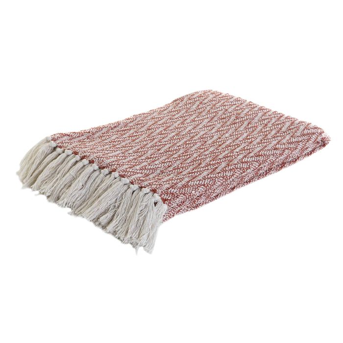 Plaid Urban DKD Home Decor Marron Blanco 170 x 0.5 x 130 cm (2 Unidades) 1