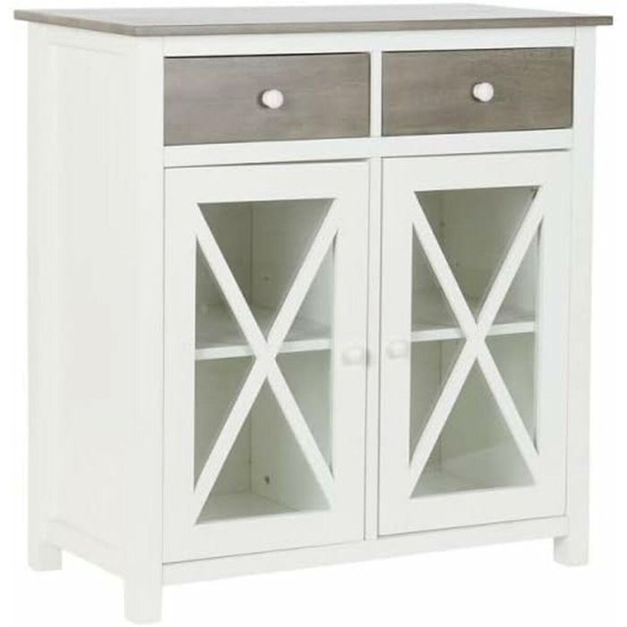 Cajonera DKD Home Decor Blanco Gris Cristal Álamo Cottage 80 x 40 x 85 cm 1