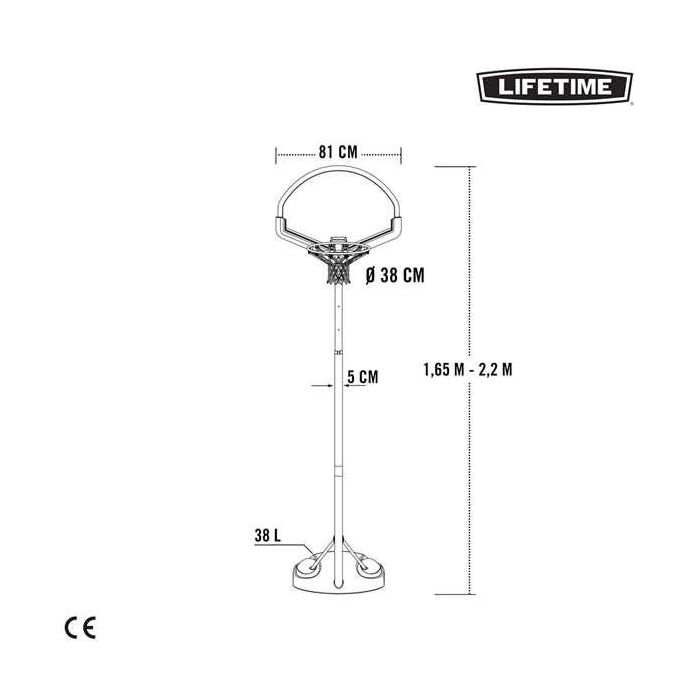 Canasta baloncesto polietileno lifetime portátil ajustable con tablero de altura 165-222 cm 4 Canasta baloncesto polietileno lifetime portátil ajustable con tablero de altura 165-222 cm 4