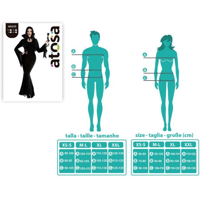 Disfraz Fantasma Sexy Adulto M-L Halloween Vestido Negro Mujer