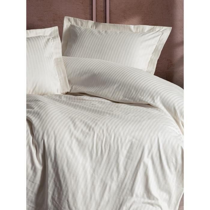 Juego de cama - 1 funda nórdica 220x240 cm + 2 fundas de almohada 60x60 cm - 100% algodón satén - Crudo 3 Juego de cama - 1 funda nórdica 220x240 cm + 2 fundas de almohada 60x60 cm - 100% algodón satén - Crudo 3