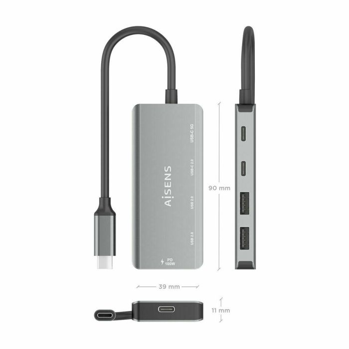 Hub USB Aisens A109-0946 Gris 100 W 3