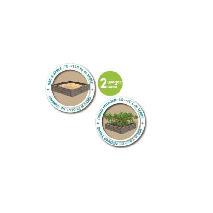 Arenero con 2 usos, usa la arena para jugar o para cultivar. capacidad 60-70 litros. 77x76x17 cm 8 Arenero con 2 usos, usa la arena para jugar o para cultivar. capacidad 60-70 litros. 77x76x17 cm 8