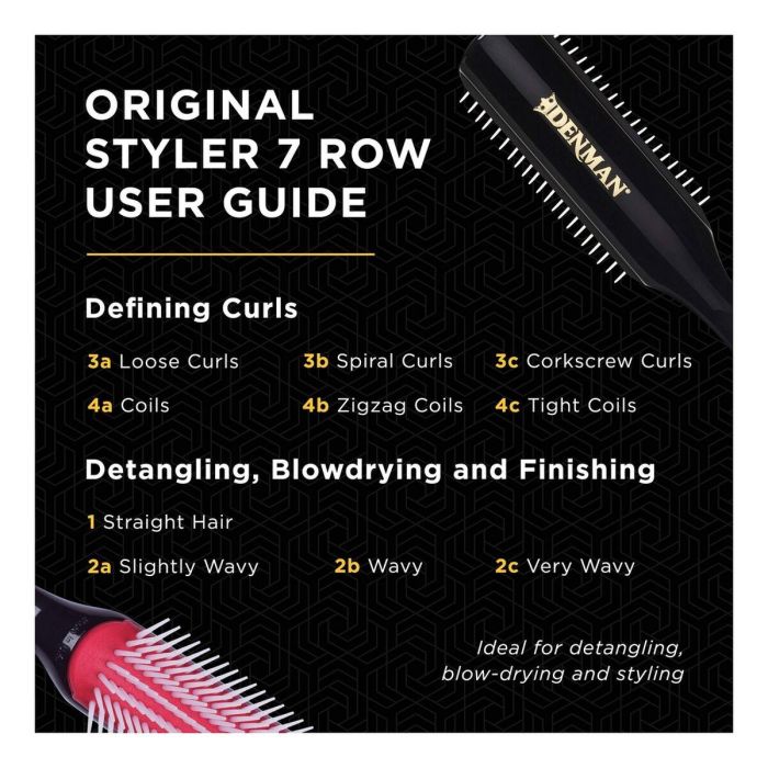 Denman D3 Original Styler - Cepillo 7 Filas para Estilizar, Definir Rizos y Desenredar Cabello 2