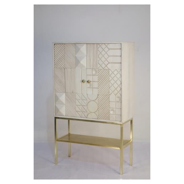 DKD Home Decor Buffet Moderno Cruz rombo Blanco Dorado 157 x 43 x 84 cm 1