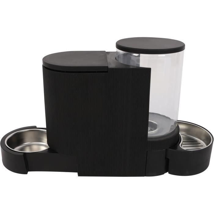 M Pets PET6953182739814 Dispensador de agua y croquetas DUPLO 1,3kg/3L 40x16,2x29,1 cm Negro 3