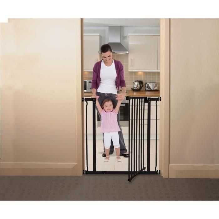 Dreambaby Barrera de seguridad Extra Alta Liberty para bebés y niños, a presión, negra, 75-81 cm ancho x 93 cm alto 3