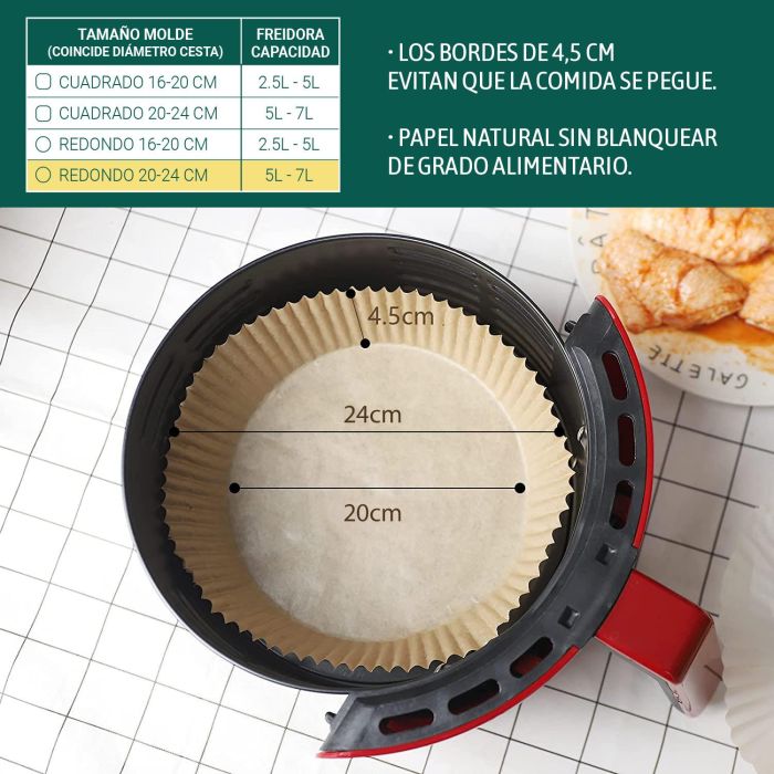 Inde Set 30 Bases Papel Airfryer Redondas 24 cm 9 Inde Set 30 Bases Papel Airfryer Redondas 24 cm 9