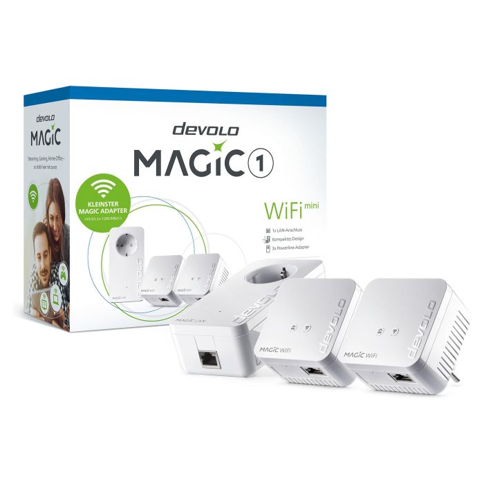 Devolo Magic 1 WiFi mini Adaptador Powerline Kit 1200 Mbps, WiFi 4 300 Mbps, 1 Puerto LAN, Blanco, Multiroom 0 Devolo Magic 1 WiFi mini Adaptador Powerline Kit 1200 Mbps, WiFi 4 300 Mbps, 1 Puerto LAN, Blanco, Multiroom 0