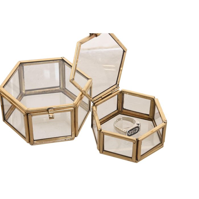 Joyero Moderno DKD Home Decor Dorado 8 x 4 x 8 cm Set de 3 (4 Unidades) 2 Joyero Moderno DKD Home Decor Dorado 8 x 4 x 8 cm Set de 3 (4 Unidades) 2