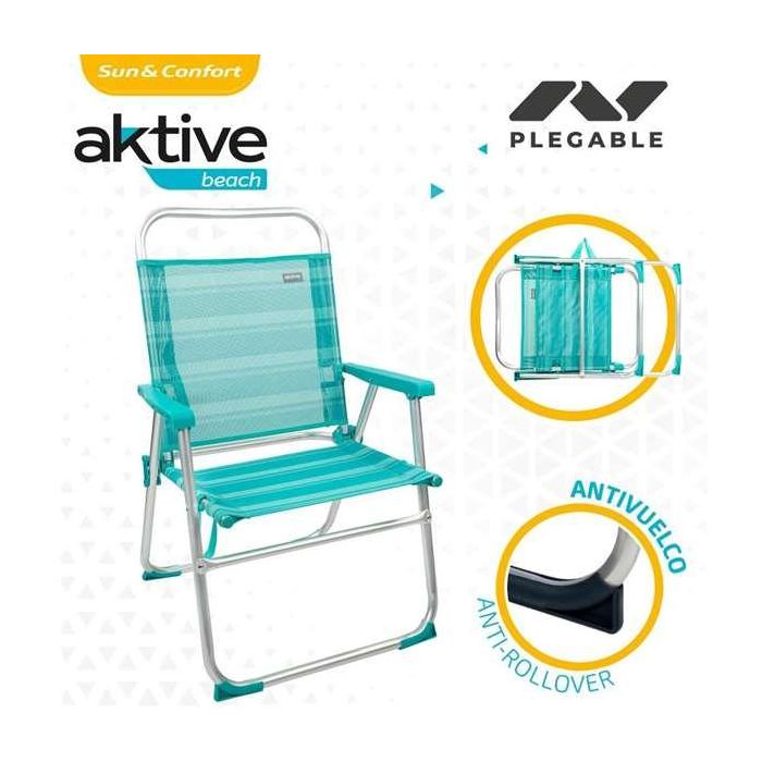 Silla playa plegable aluminio fija mediterran 48x50x88 cm 2 Silla playa plegable aluminio fija mediterran 48x50x88 cm 2