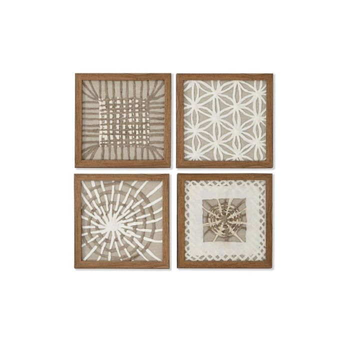 Cuadro Moderno DKD Home Decor Blanco Natural 2 x 22 x 22 cm Set de 4 Cuadro Moderno DKD Home Decor Blanco Natural 2 x 22 x 22 cm Set de 4