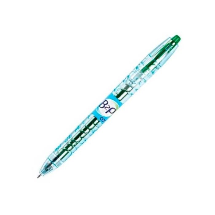Pilot Bolígrafo Tinta de Gel BeGreen B2P Retráctil 0.7 Verde - Fabricado con Plástico Reciclado (10 Unidades) (10 Unidades)