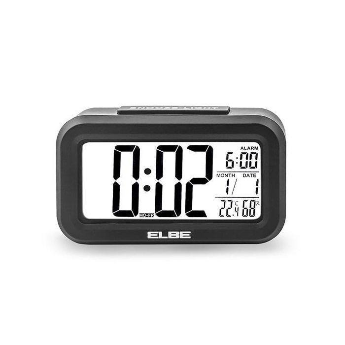 Reloj Despertador Temperatura Y Humedad Pantalla 11,2Cm ELBE RD-668-N