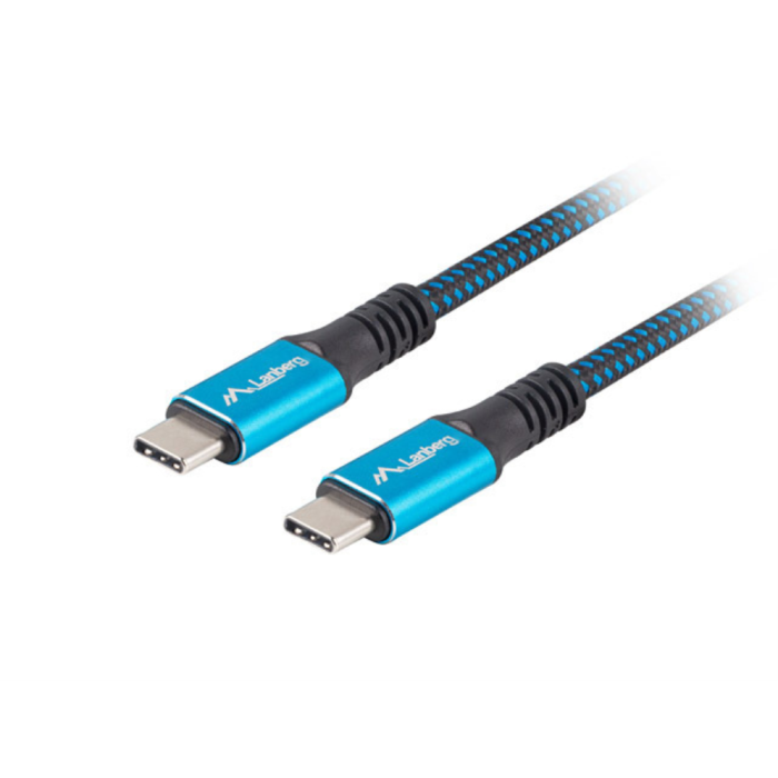 LANBERG CA-CMCM-45CU-0005-BK Cable USB USB4 Gen 2x2 de 0,5 m USB C a USB C Negro Azul 40 Gbit/s