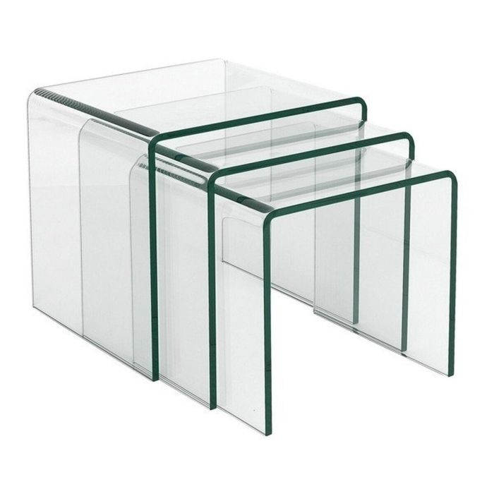 Juego de 3 mesas Alexandra House Living Transparente Cristal 1