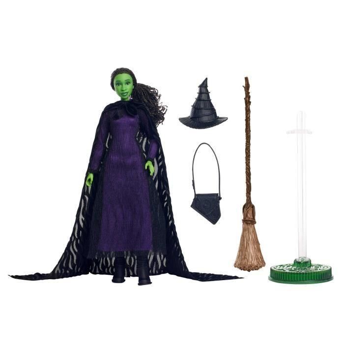 Mattel HXY38 Muñeca Wicked Elphaba con Detalles de Pelo Trenzado y Articulación para Múltiples Poses, Figura Coleccionable de la Película 3