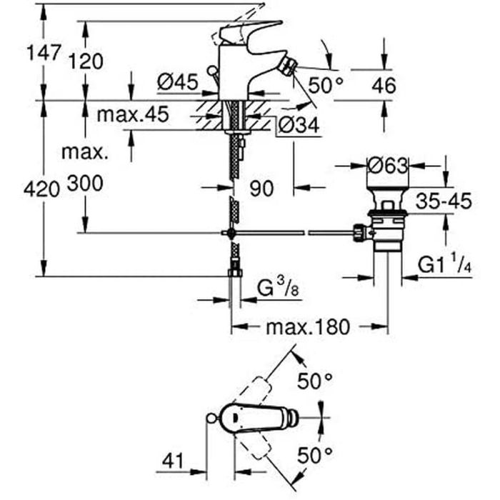 Grohe Mezclador monomando de bidé 1 Grohe Mezclador monomando de bidé 1