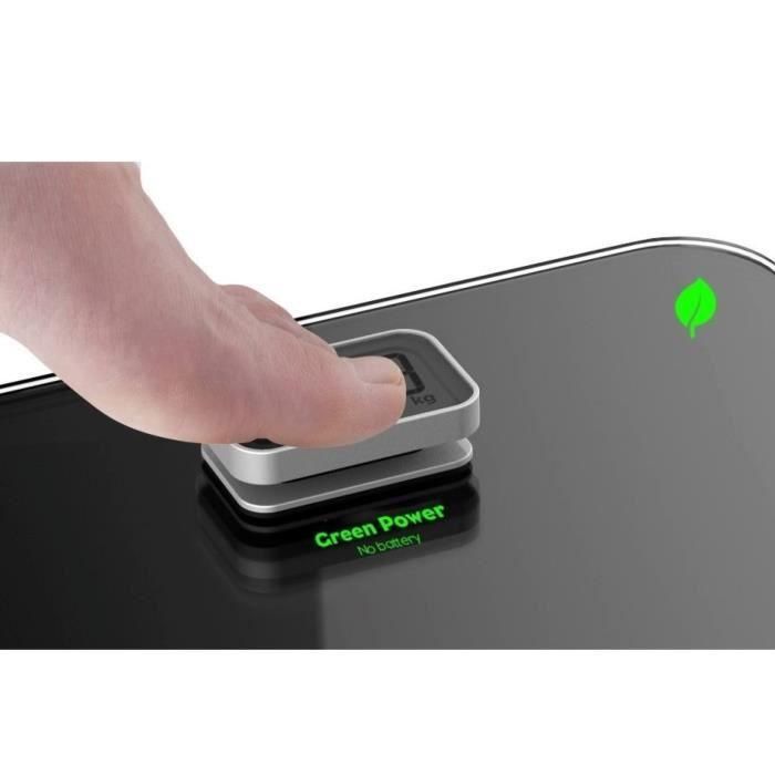 Little Balance 8276 Báscula de Baño Digital Kinetic Premium Sin Batería Recargable Green Power 180kg/100g Negro Vidrio Templado 2