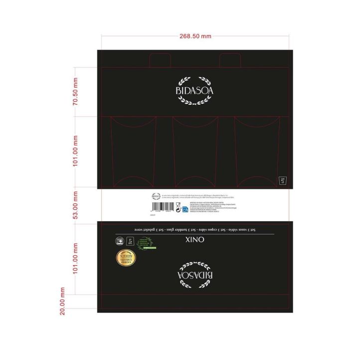 Set 3 Vasos Bajos Vidrio Onix Bidasoa 27 cL Set 3 Vasos Bajos Vidrio Onix Bidasoa 27 cL