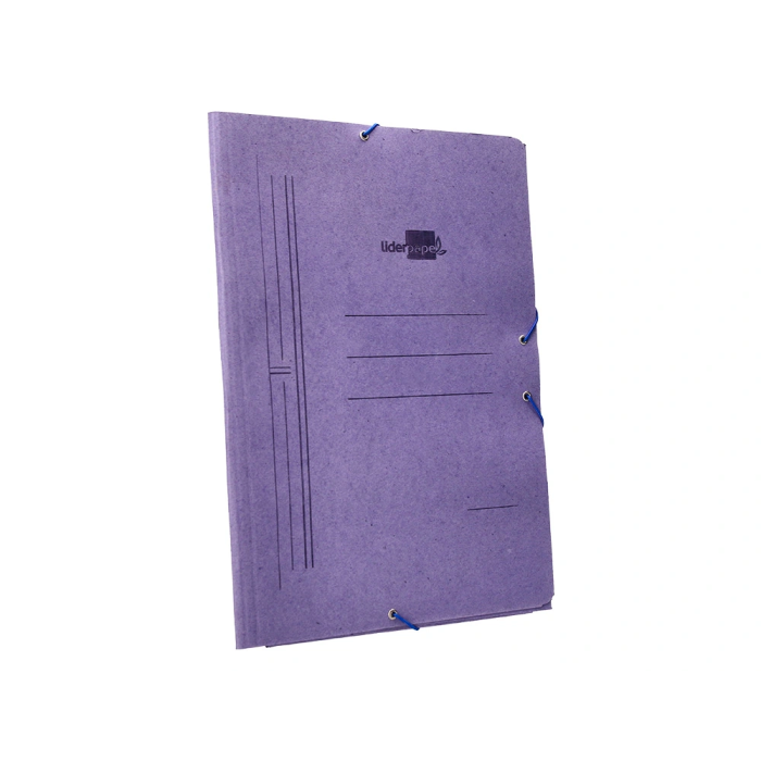 Liderpapel Carpeta de Gomas Tres Solapas Cartón Compacto Folio Color Azul 4
