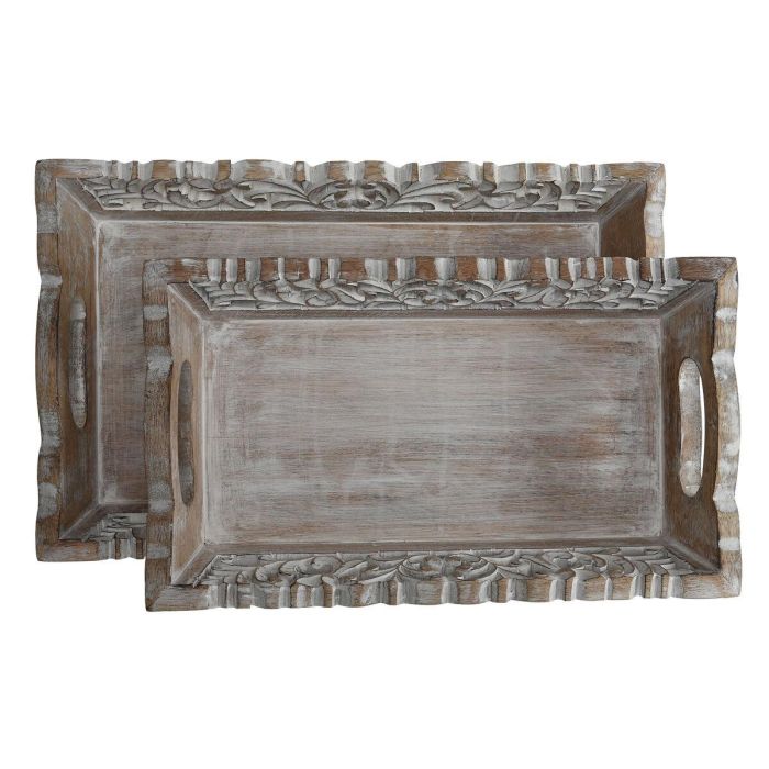 Juego de Bandejas Home ESPRIT Blanco Natural Indio Decapé 40,5 x 25,5 x 6,5 cm (2 Unidades) 1 Juego de Bandejas Home ESPRIT Blanco Natural Indio Decapé 40,5 x 25,5 x 6,5 cm (2 Unidades) 1