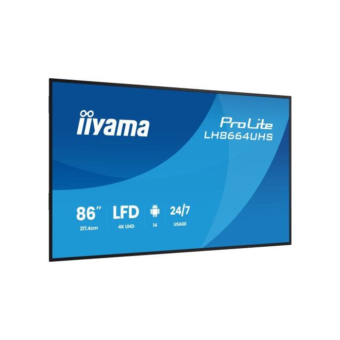 Iiyama Lh8664Uhs-B3Ag Pantalla de Señalización Pantalla Plana para Señalización Digital 2,17 M (85.6") Wifi 450 Cd / M² 4K Ultra Hd Negro Procesador Incorporado Android 24/7 3 Iiyama Lh8664Uhs-B3Ag Pantalla de Señalización Pantalla Plana para Señalización Digital 2,17 M (85.6") Wifi 450 Cd / M² 4K Ultra Hd Negro Procesador Incorporado Android 24/7 3
