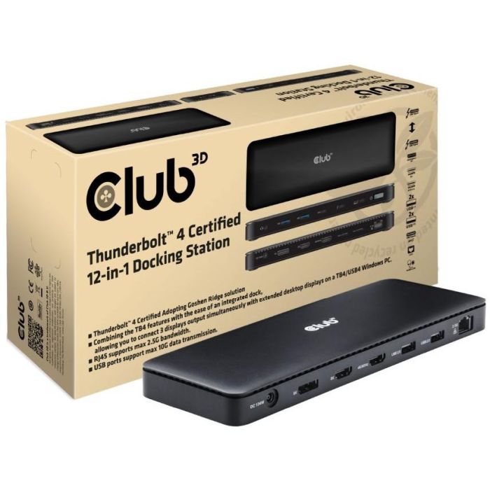 Club3D Thunderbolt4 12-in-1 Dockingstation 3 Displays St/Bu 3 Club3D Thunderbolt4 12-in-1 Dockingstation 3 Displays St/Bu 3
