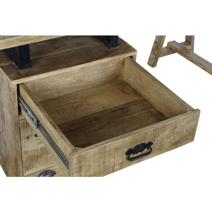 DKD Home Decor Escritorio Home Office de Madera de Mango y Metal, Colores Natural y Negro, Ancho 160 x Fondo 80 x Alto 75 cm, con 2 Cajones 3 DKD Home Decor Escritorio Home Office de Madera de Mango y Metal, Colores Natural y Negro, Ancho 160 x Fondo 80 x Alto 75 cm, con 2 Cajones 3