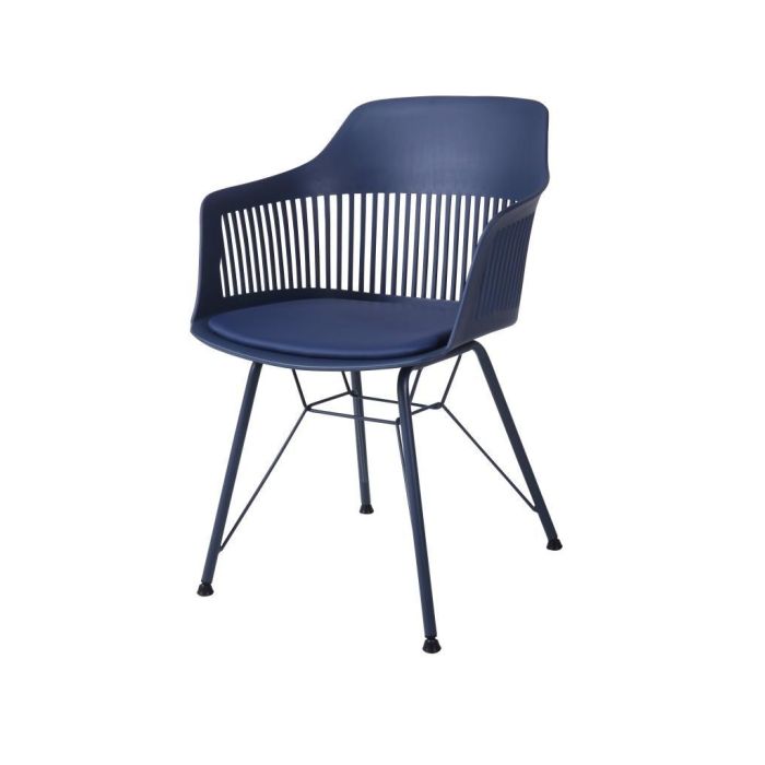 DKD Home Decor Silla Scandi Azul Marino, Pack de 2, PP y Metal, Desmontable, 56x53x81 cm, Altura Asiento 44 cm