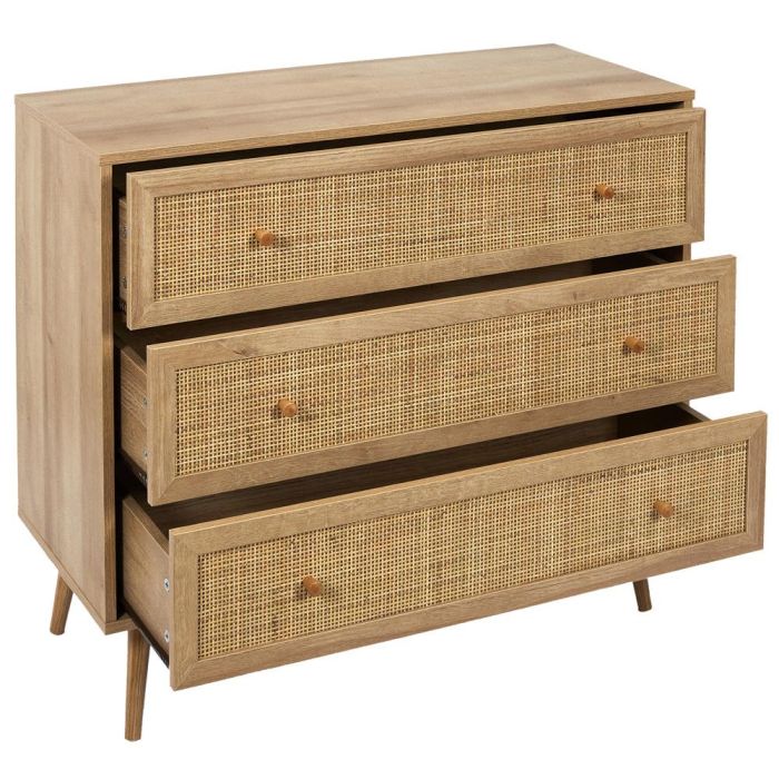 Home Deco Factory Cómoda Natural 3 Cajones Madera Ratán 90x39x79 cm 2 Home Deco Factory Cómoda Natural 3 Cajones Madera Ratán 90x39x79 cm 2