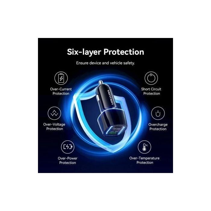 Cargador de Coche Vention FFRB0/ 1xUSB-Tipo C/ 1xUSB/ 48W 1 Cargador de Coche Vention FFRB0/ 1xUSB-Tipo C/ 1xUSB/ 48W 1