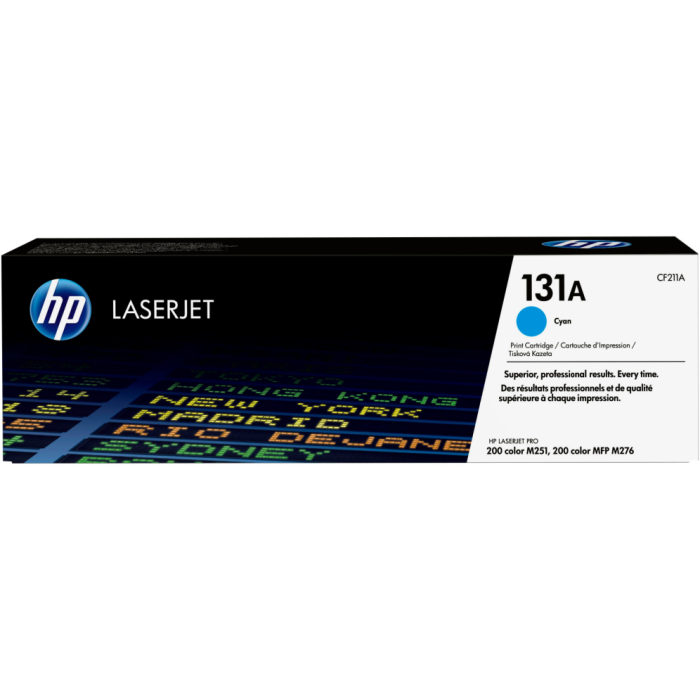 HP 131A CF211A Cartucho de Tóner Original Cian para Impresoras HP LaserJet, Rendimiento Estándar, 1800 Páginas, 1 Unidad