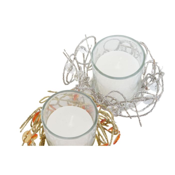 Vela Navidad Moderna DKD Home Decor Dorado Plateado 10.5 x 7 x 10.5 cm (4 Unidades) 1