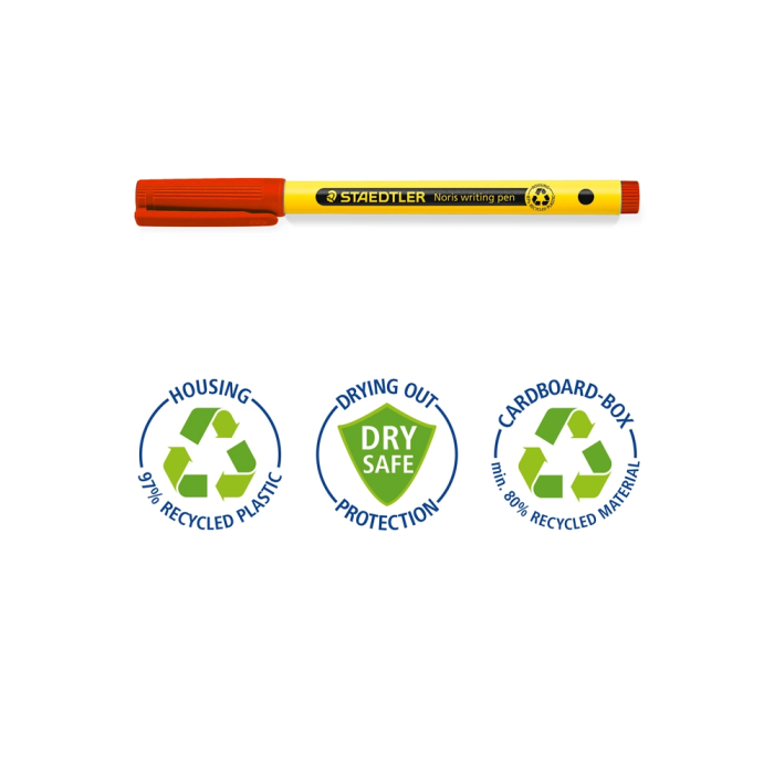 Staedtler 307 Rotulador Fineliner Tinta Base Agua Punta Fina Trazo 0.6 mm Rojo 3