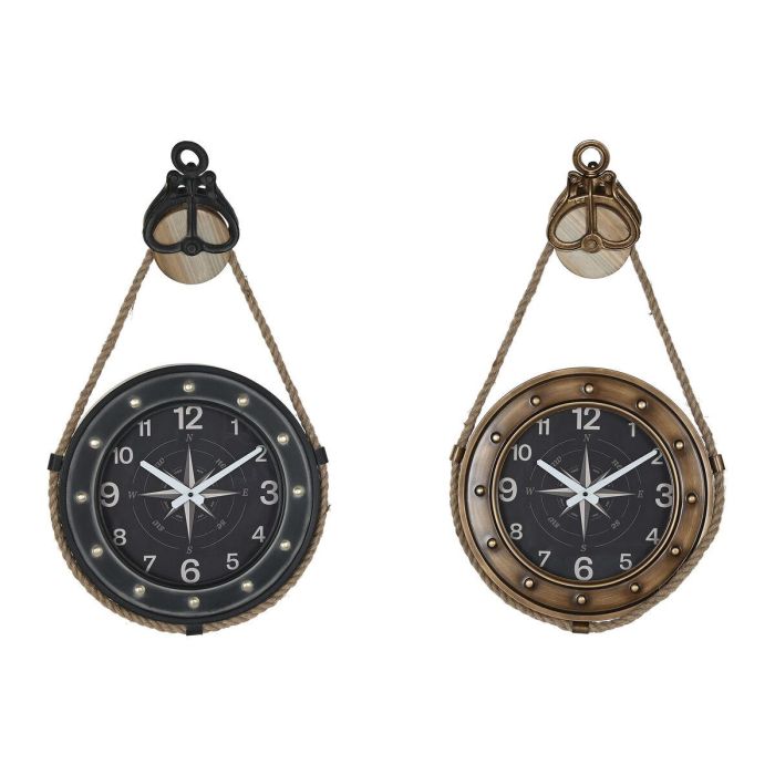 Reloj Pared Loft DKD Home Decor Negro Dorado 8 x 71 x 43 cm (2 Unidades)