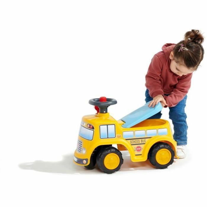 Falk Autobús Escolar Correpasillos Infantil con Asiento Abatible, Volante Direccional con Bocina y Matrícula Personalizable para 12 Meses+ 1