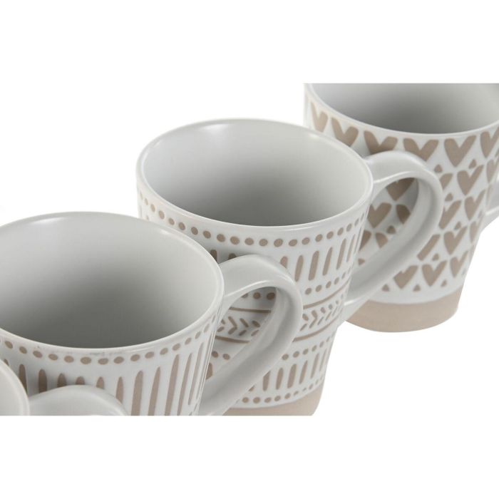 DKD Home Decor Mug Boho Gres Set de 4, 360ml, Blanco Beige, Apto Microondas y Lavavajillas 3 DKD Home Decor Mug Boho Gres Set de 4, 360ml, Blanco Beige, Apto Microondas y Lavavajillas 3