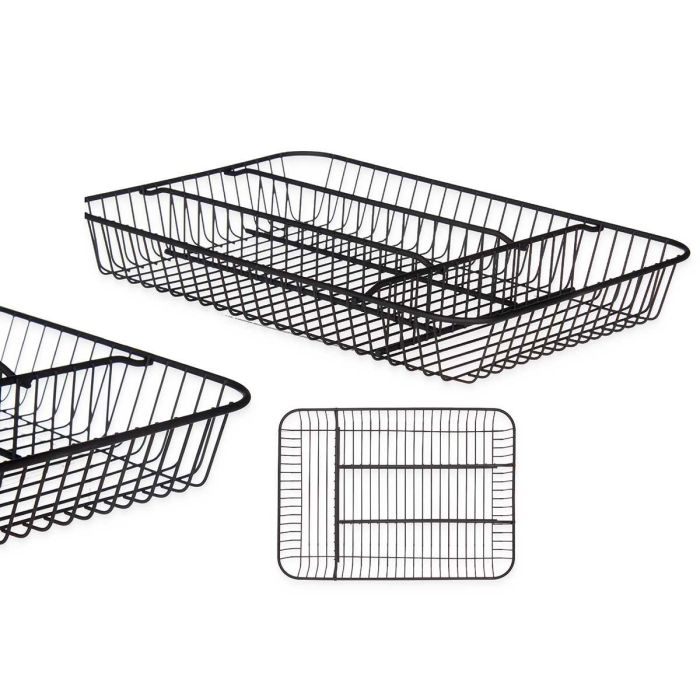 Cubertero Metal 4 Huecos Negro Kinvara 26X5CM (6 Unidades) Cubertero Metal 4 Huecos Negro Kinvara 26X5CM (6 Unidades)