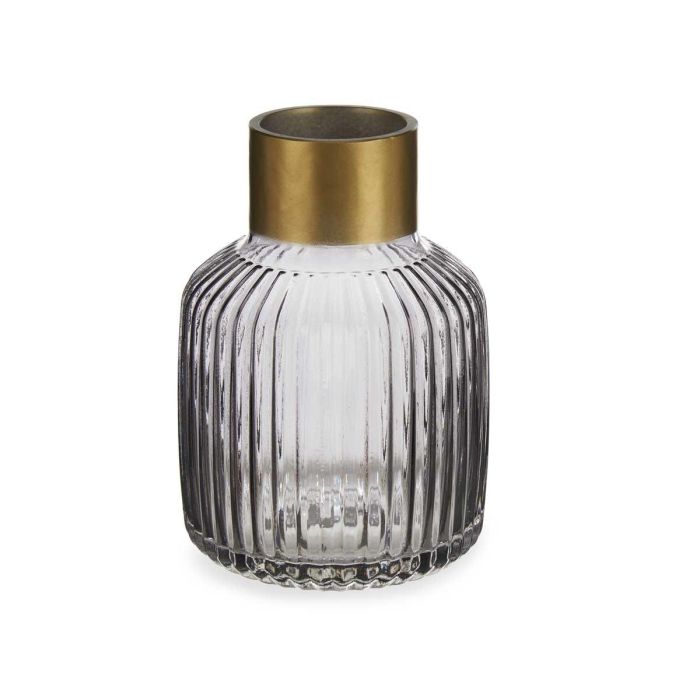 Jarron Cristal Rayas Oro Grande Antracita Giftdecor 14X22CM (6 Unidades) 1 Jarron Cristal Rayas Oro Grande Antracita Giftdecor 14X22CM (6 Unidades) 1