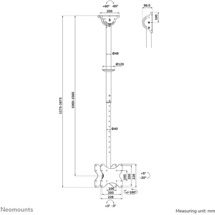 Soporte de Mesa para Pantalla Neomounts CL35-340BL22 42" 23"-42" 43" 11