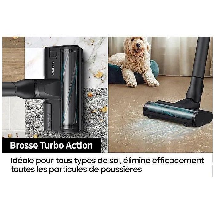 SAMSUNG Jet 75E Turbo VS20B75B1R4 - Aspirador Escoba - Potencia 200 AW - 60 minutos de autonomía - Estación de carga 2 en 1 2