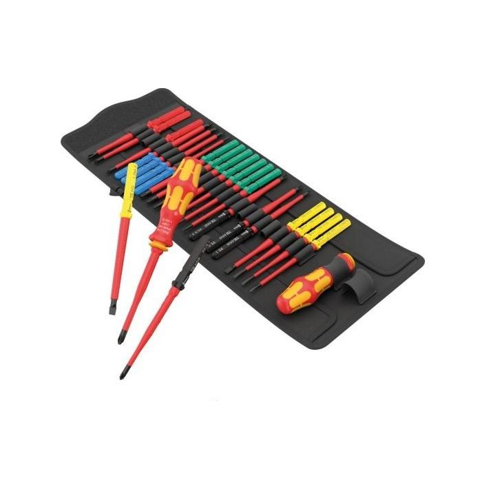 Wera 05006617001 Kraftform Kompakt VDE Big Pack 1 Juego de 26 destornilladores planos aislados VDE con funda de transporte
